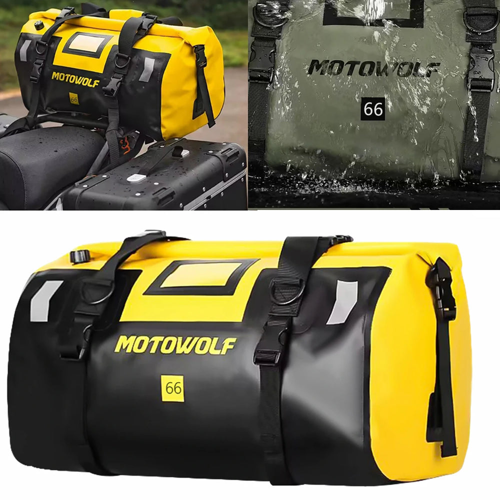 Waterproof motorcycle tail bag, 20–66L travel pack