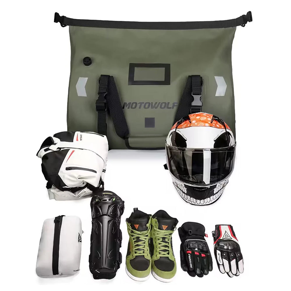 Waterproof motorcycle tail bag, 20–66L travel pack