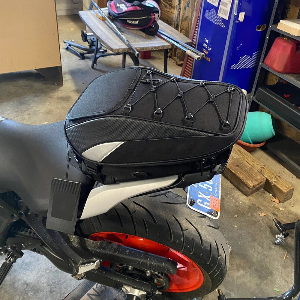 Motorcycle rear seat bag, waterproof & multi-use