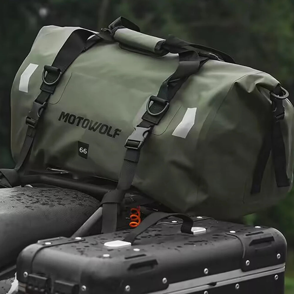 Waterproof motorcycle tail bag, 20–66L travel pack