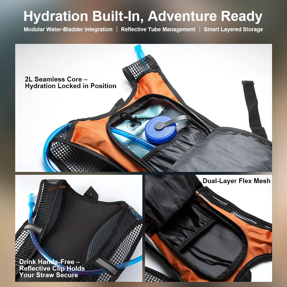 Hydration backpack 2L, lightweight for cycling & hiking