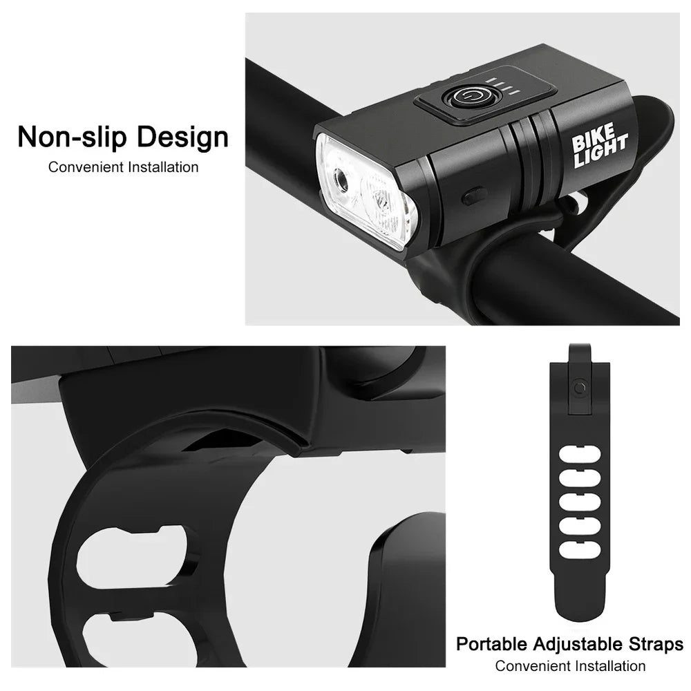 Waterproof USB Bike Headlight with Power Display