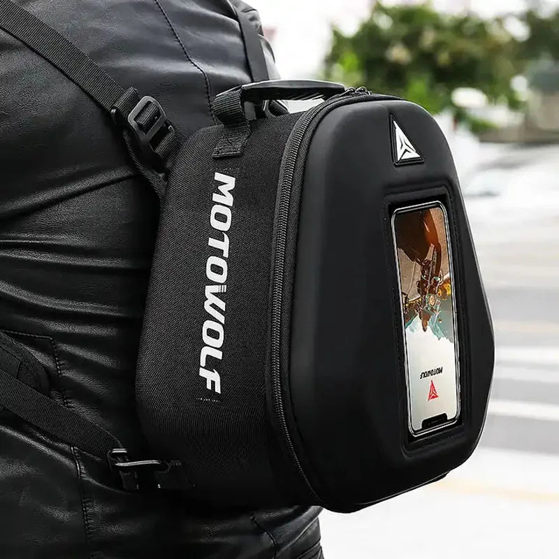 Motorcycle tank bag with magnetic mount & straps