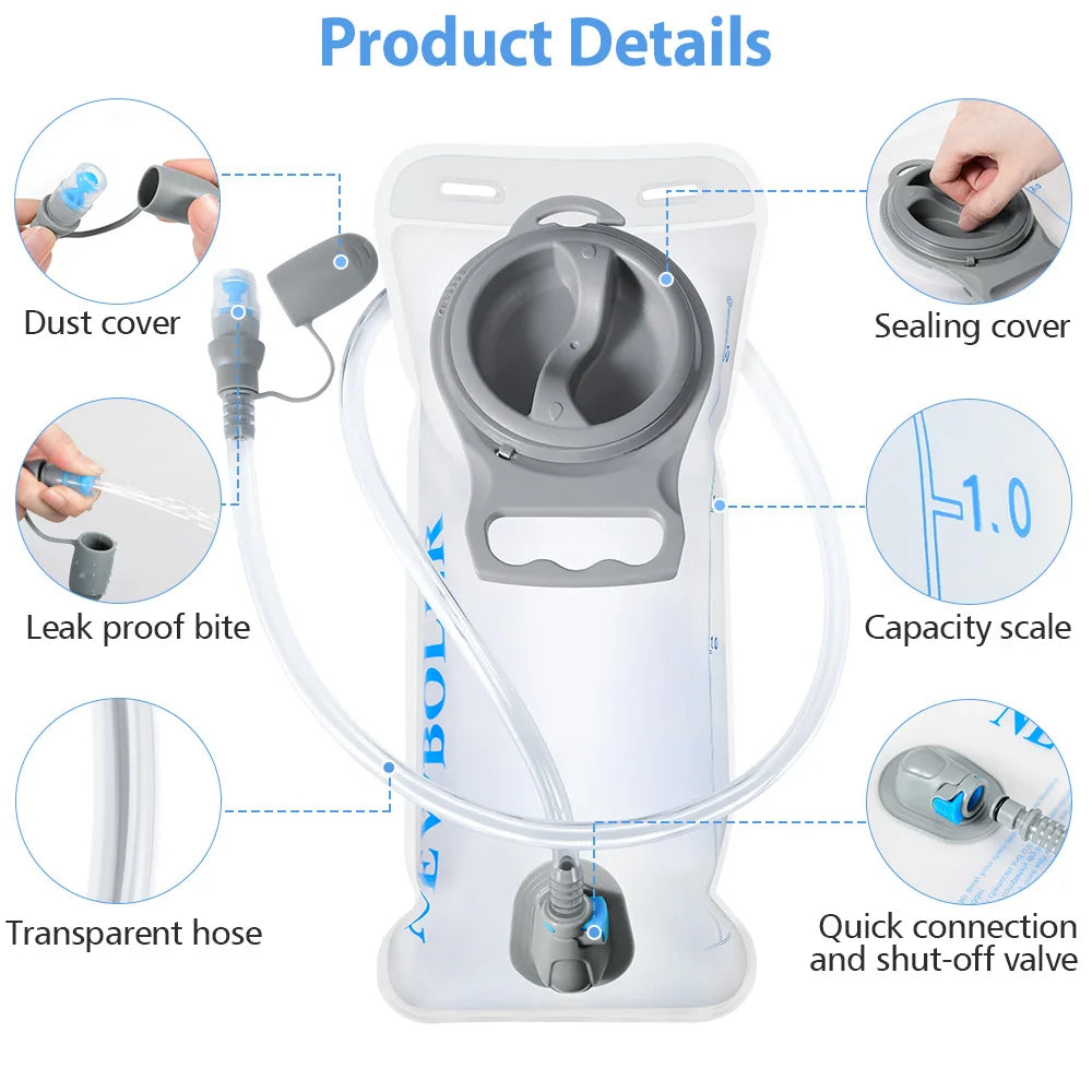 Hydration backpack with 1.5–3L water bladder reservoir