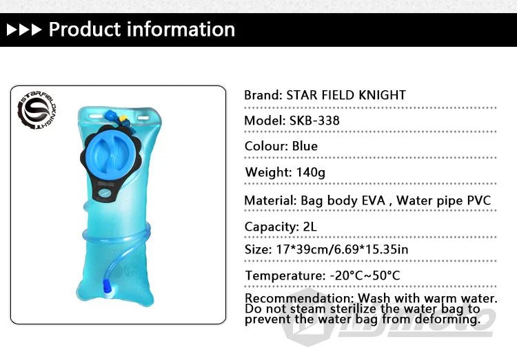 Hydration backpack 2L for cycling, motocross & hiking
