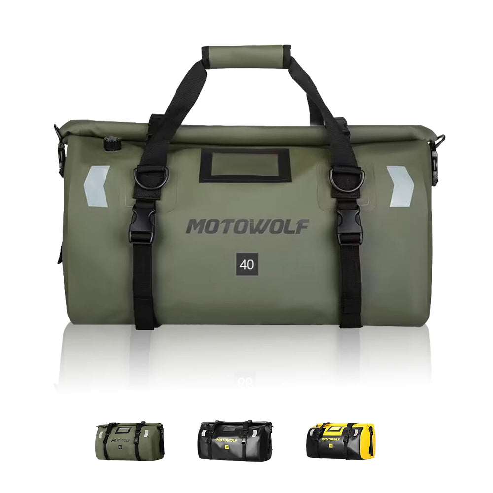 Waterproof motorcycle tail bag, 20–66L travel pack