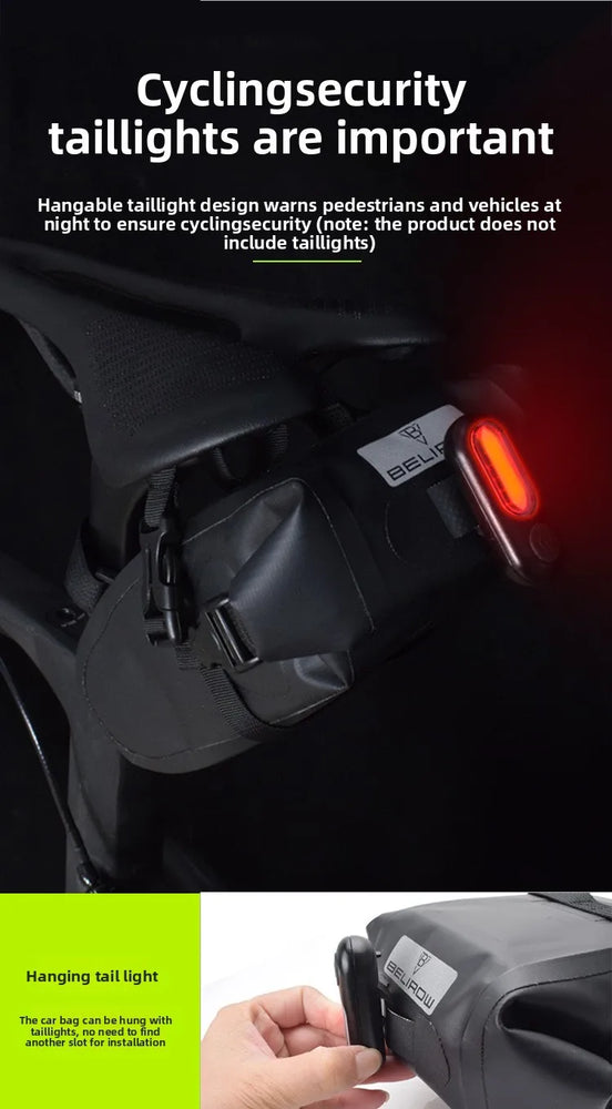 Waterproof bike saddle bag for MTB & road cycling