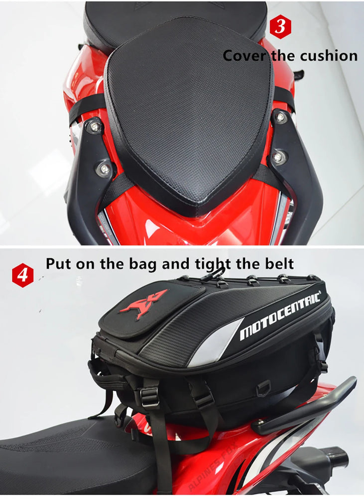 37L waterproof motorcycle rear seat bag, durable