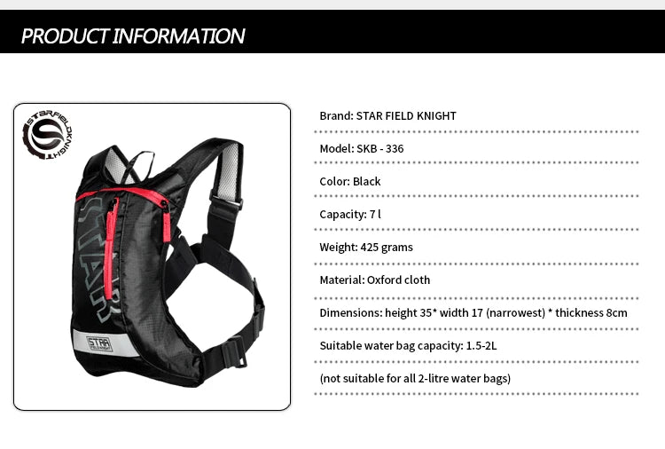 Star Field Knight Hydration Backpack Outdoor Sports