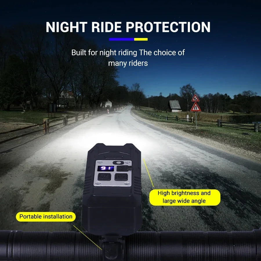 Waterproof USB Bike Headlight with Power Display