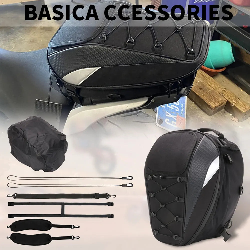 Motorcycle rear seat bag, waterproof & multi-use