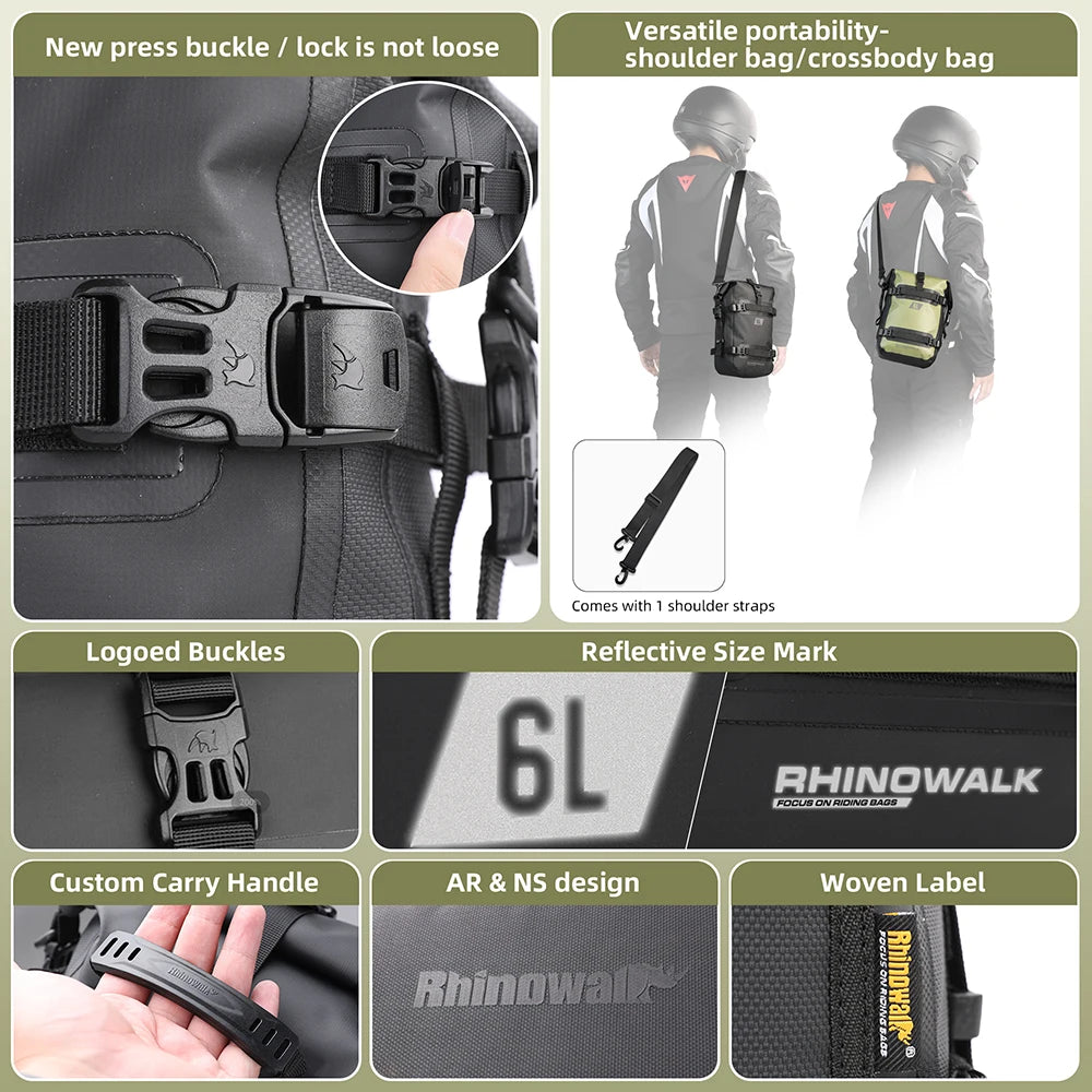 Waterproof 6L motorcycle bumper storage bag