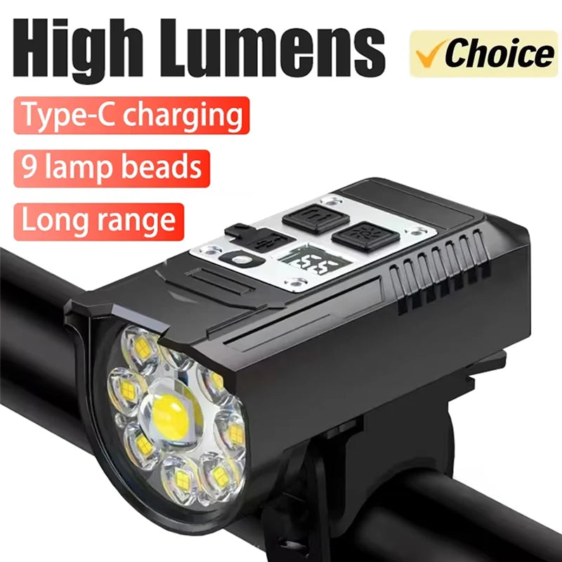 Waterproof USB Bike Headlight with Power Display