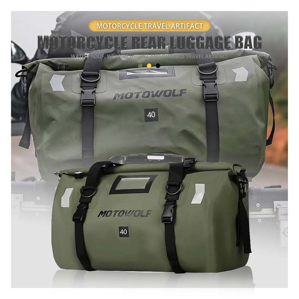 Waterproof motorcycle tail bag, 20–66L travel pack