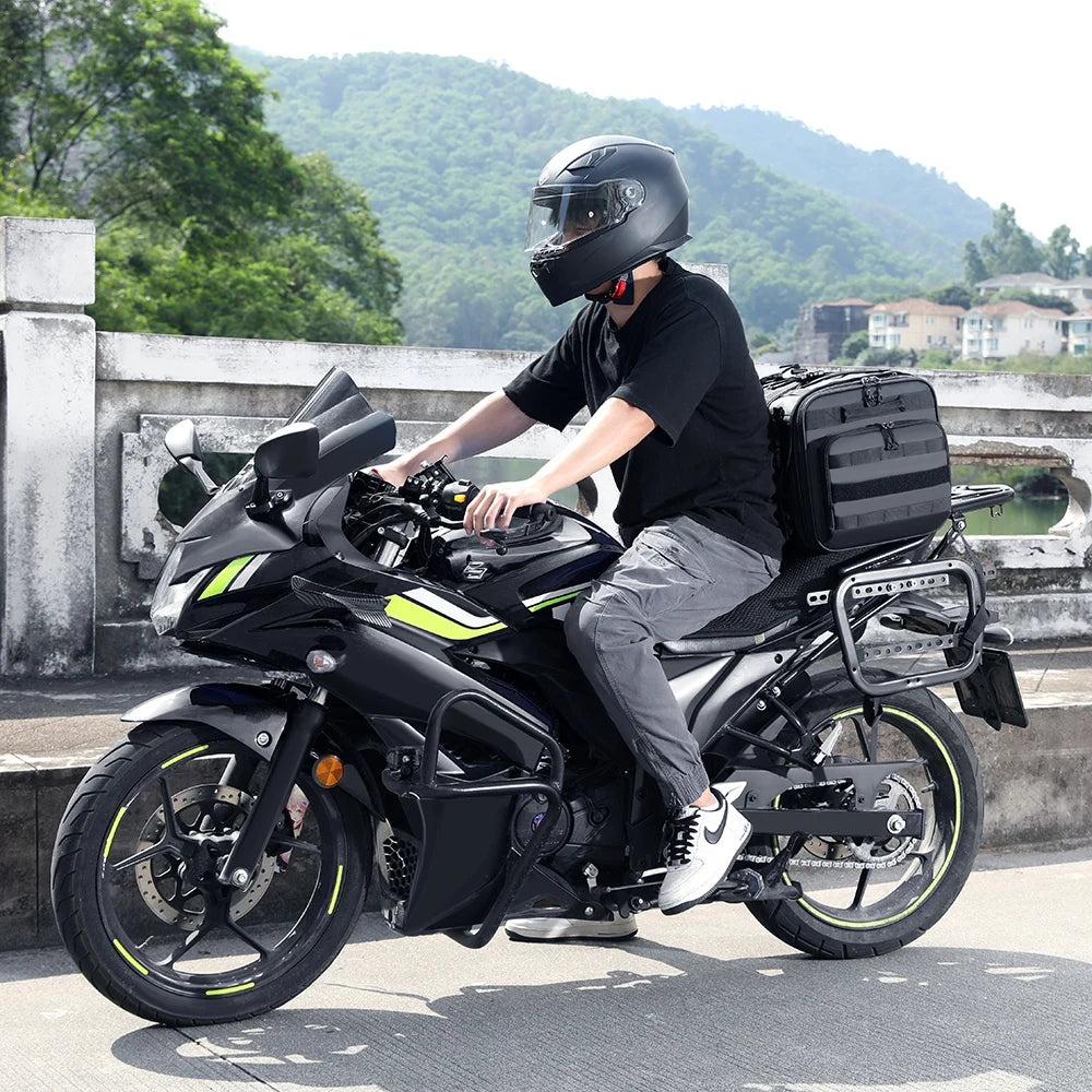 Motorcycle tail bag 19–80L, waterproof & expandable