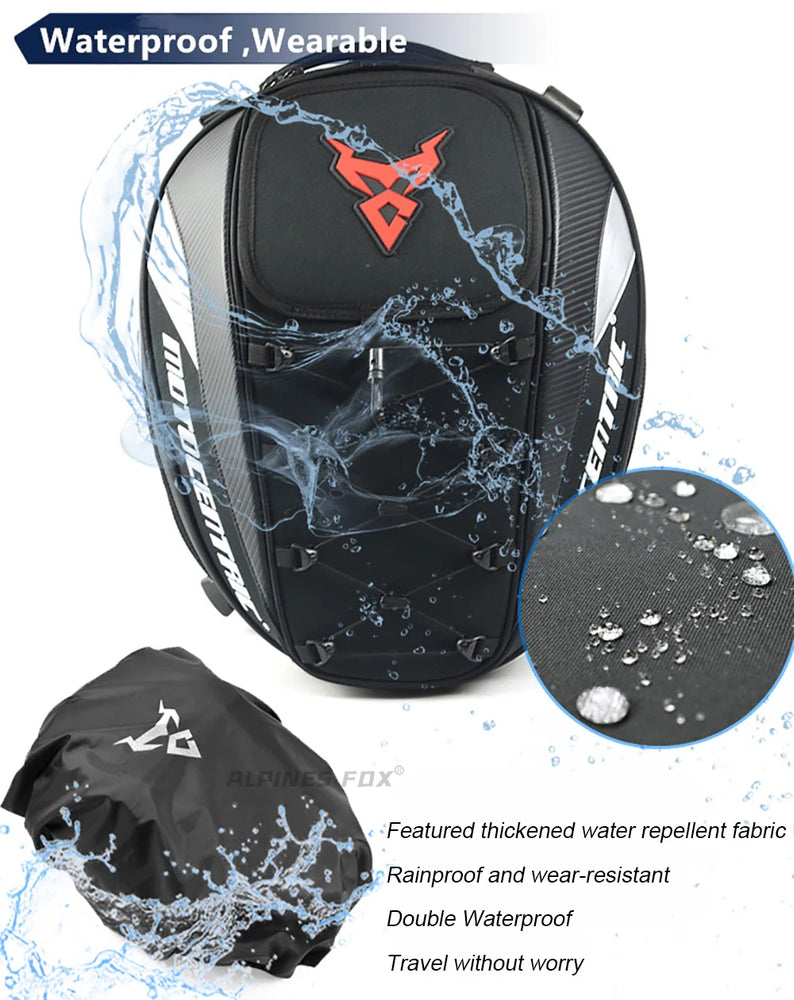 37L waterproof motorcycle rear seat bag, durable