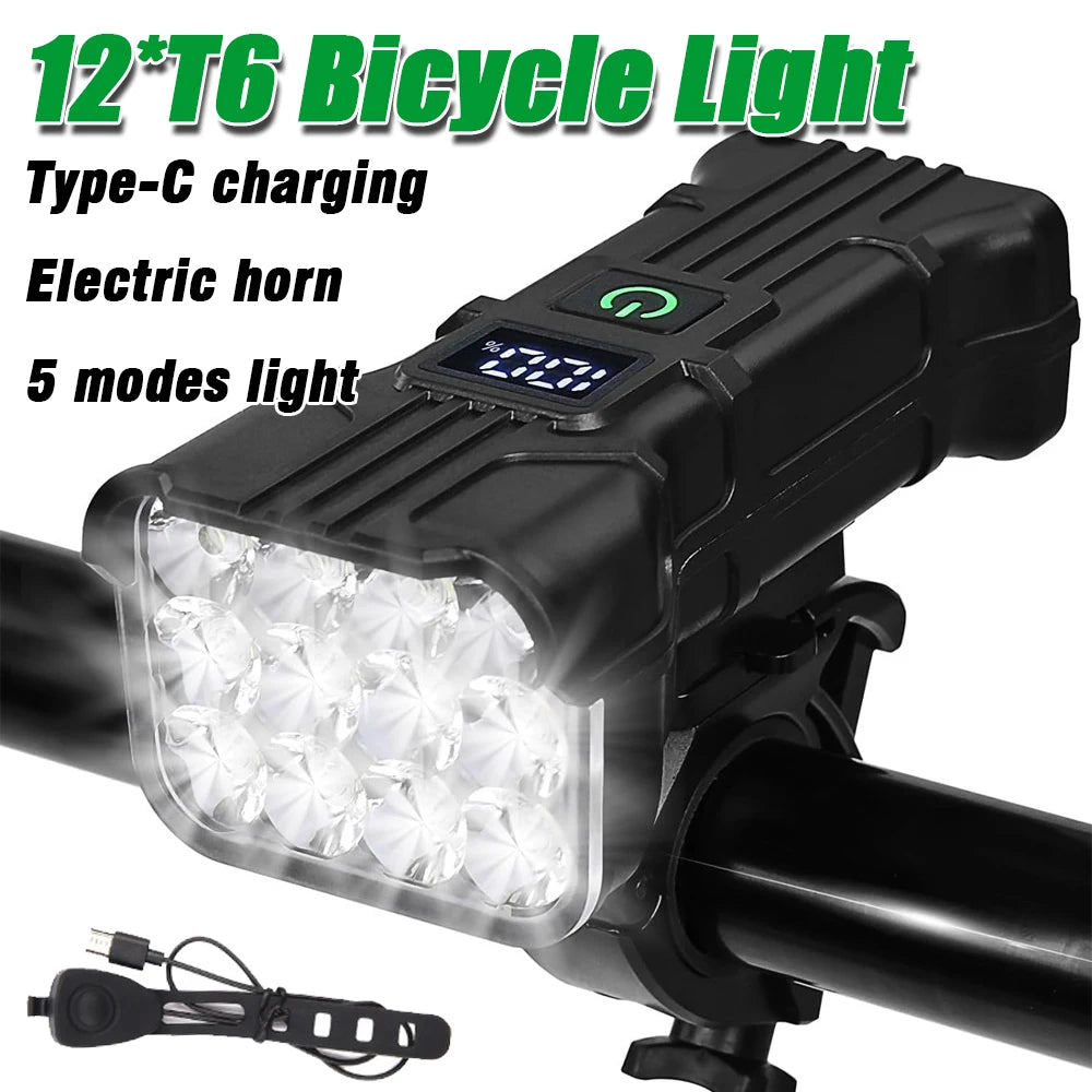 Waterproof USB Bike Headlight with Power Display