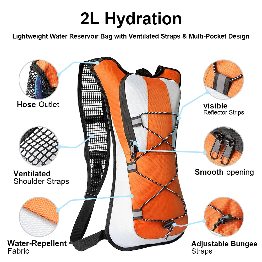 Hydration backpack 2L, lightweight for cycling & hiking