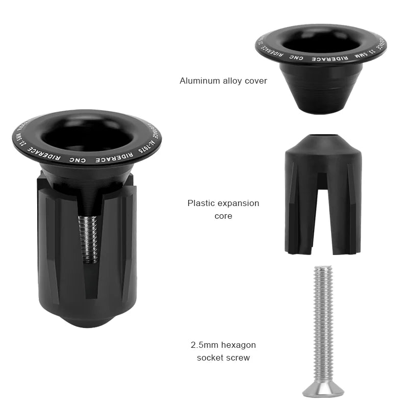 1 Pair Bicycle Handlebar End Plugs Alloy Caps