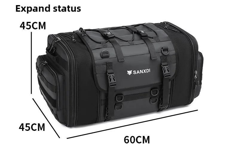 Motorcycle tail bag 19–80L, waterproof & expandable