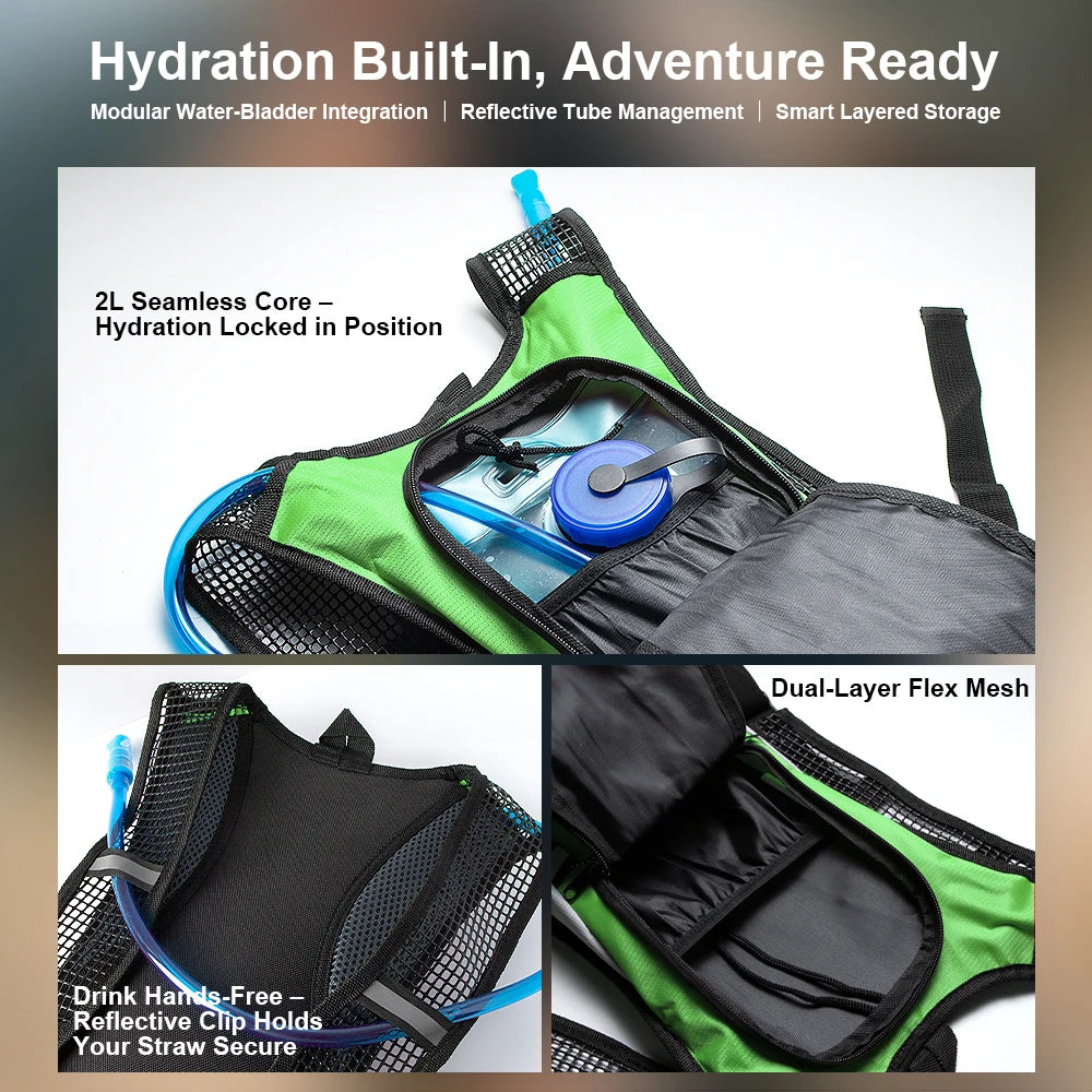 Hydration backpack 2L, lightweight for cycling & hiking