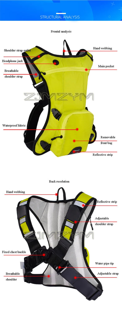 Reflective Motocross Hydration Backpack for Outdoor Sports