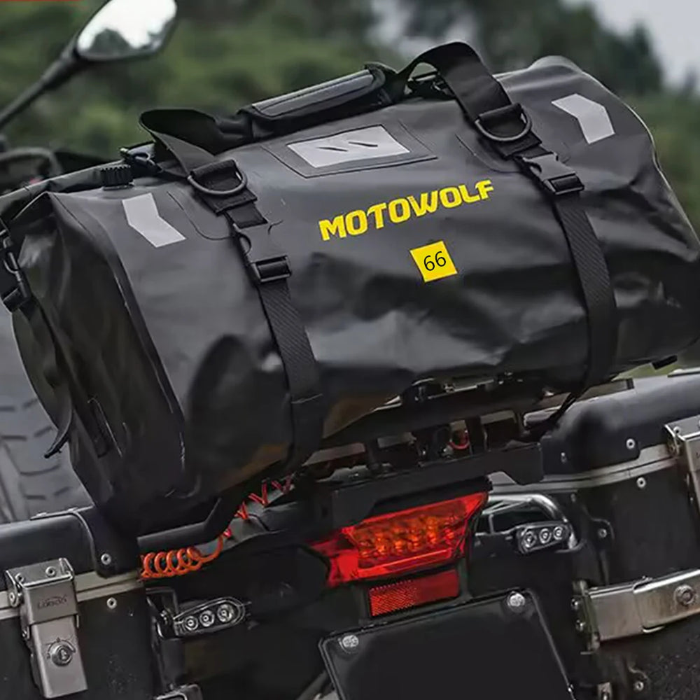 Waterproof motorcycle tail bag, 20–66L travel pack
